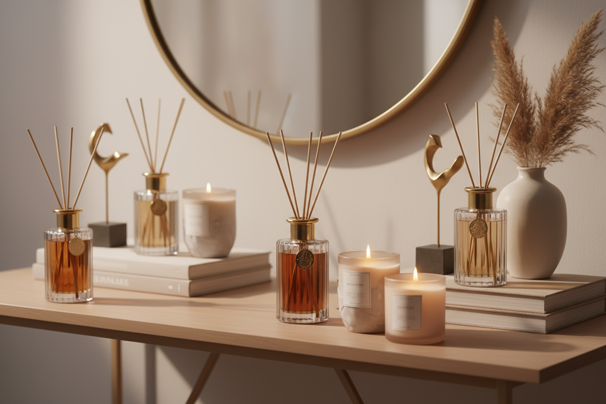 premium fragranees elevate your space , from diffusers and candles